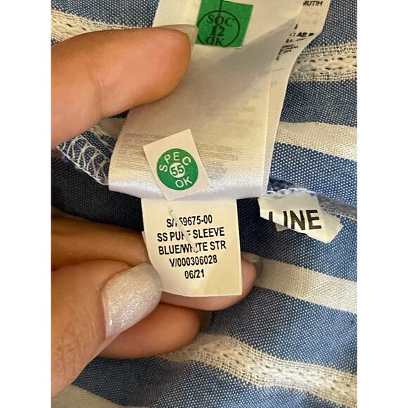 Old Navy Women's Striped Wrap Baby Doll Top Blue M Cottage Pastoral Feminine - Picture 7 of 15